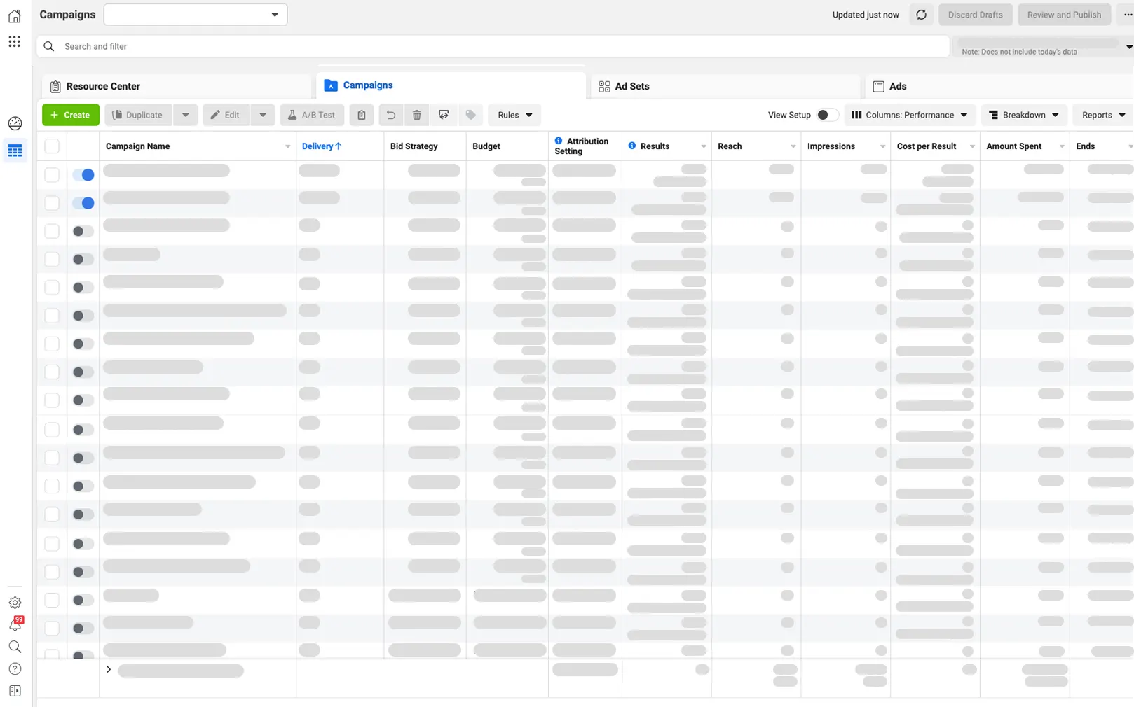 Facebook Ads Manager Dashboard